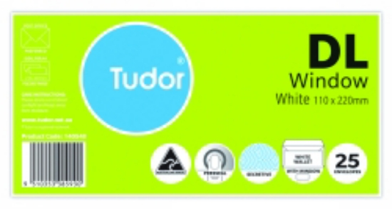 Picture of ENVELOPE TUDOR DL WINDOW WHITE 25PK