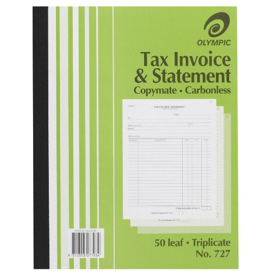 Picture of TAX INVOICE & STATEMENT BOOK OLYMPIC 727 TRIP C/LESS