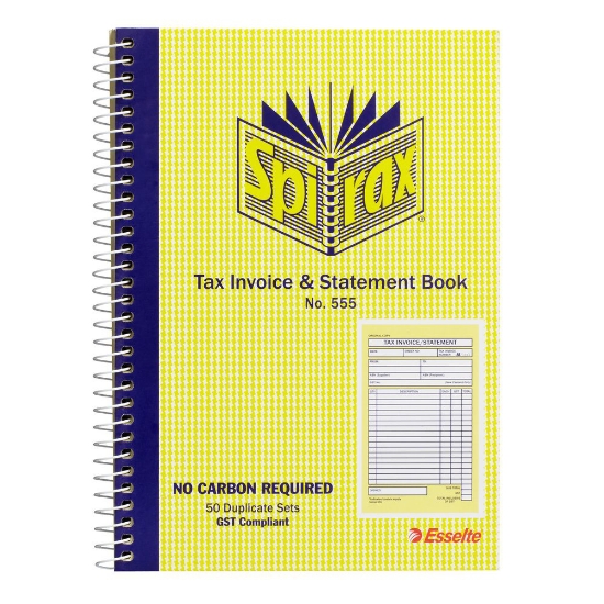 Picture of TAX INVOICE & STATEMENT BOOK SPIRAX 555 DUP 50LF