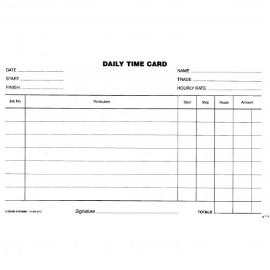 Picture of DAILY TIME CARDS ZIONS DTC PKT 250