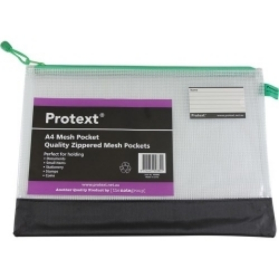 Picture of MESH POUCH A4 PROTEXT CLEAR ASSORTED ZIP